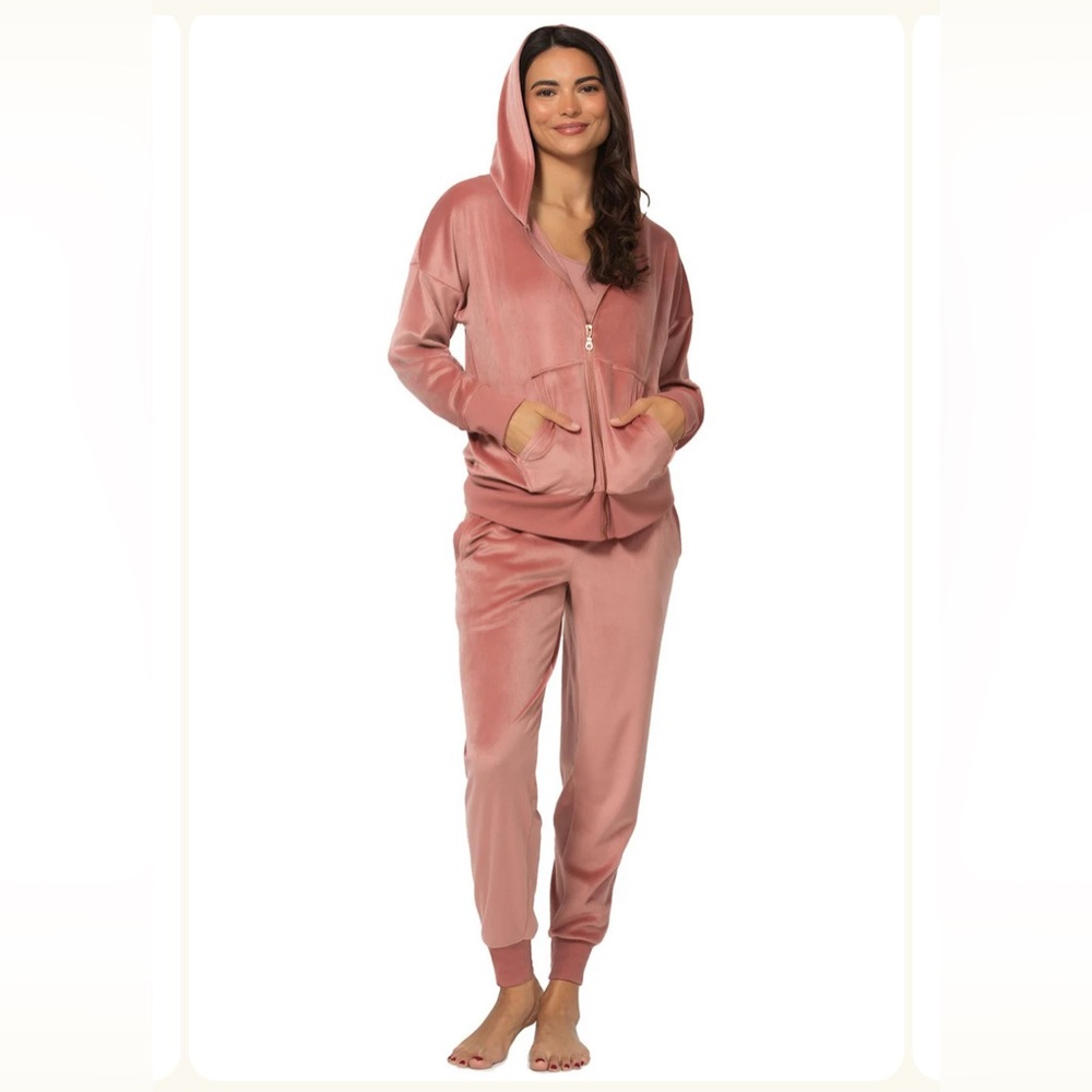 FELINA ROSE PINK VELOUR ZIP HOODIE SET XL
